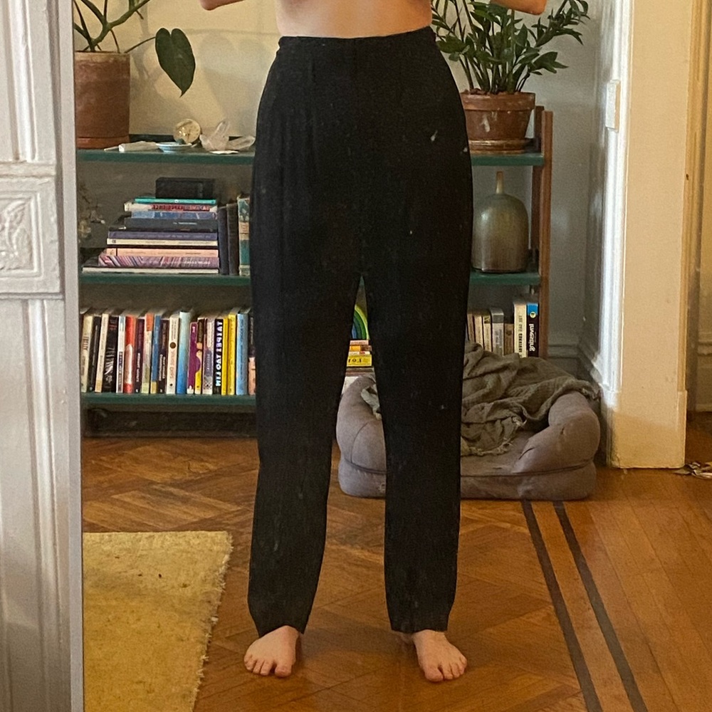 Maison Margiela high rise tapered trouser in black viscose